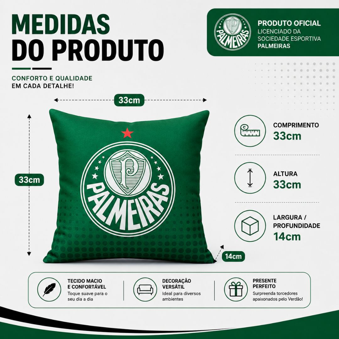 Almofada Quadrada Palmeiras Verdão Porco Decoração Confortável Futebol Presente Pai Torcedor - Imagem 5