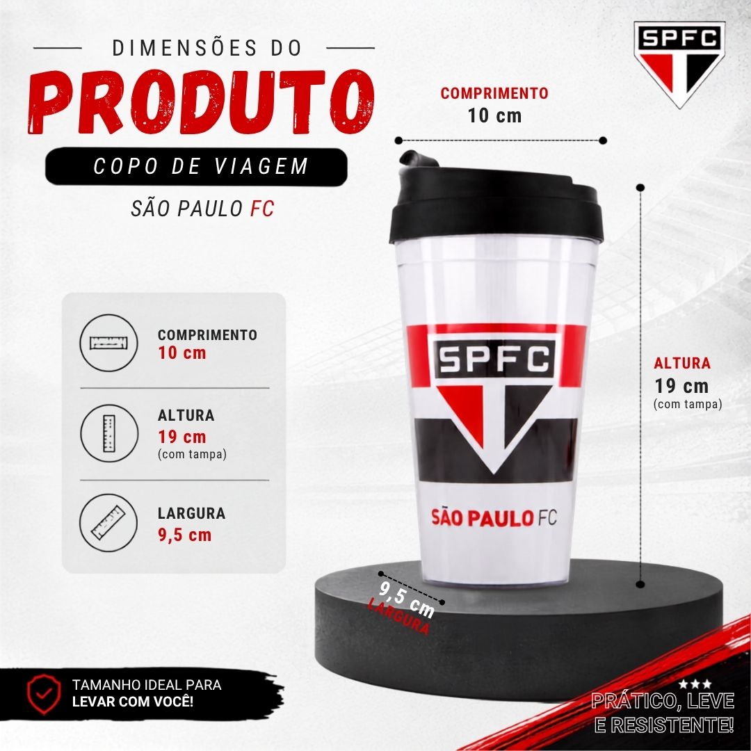 Copo Viagem São Paulo Listras Com Tampa 550ml Café Bebidas Presente Torcedor Tricolor Futebol Pai Amigo - Imagem 5