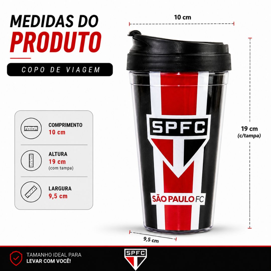 Copo Viagem São Paulo Listras Com Tampa 550ml Café Bebidas Presente Torcedor Tricolor Futebol Pai Amigo - Imagem 5