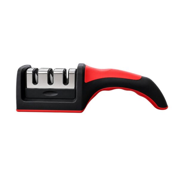 Afiador De Facas Amolador Profissional 3 Níveis Utensílio Cozinha Manual Base Antideslizante