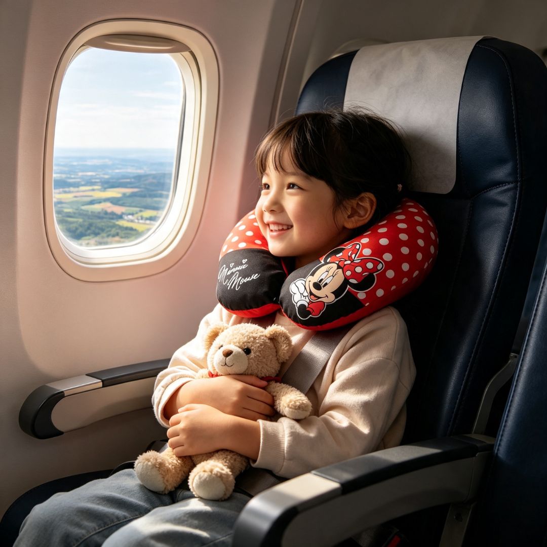 Almofada de Pescoço Infantil Minnie Mouse em U Disney Menina Viagem Macio Confortável Presente - Imagem 3