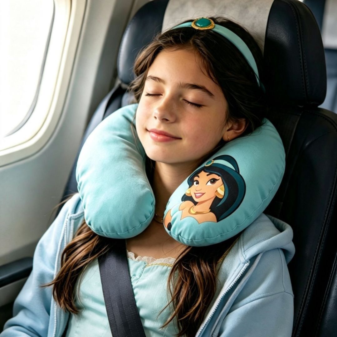 Almofada de Pescoço Infantil Princesa Jasmine em U Disney Menina Viagem Macio Confortável Presente Apoio - Imagem 3