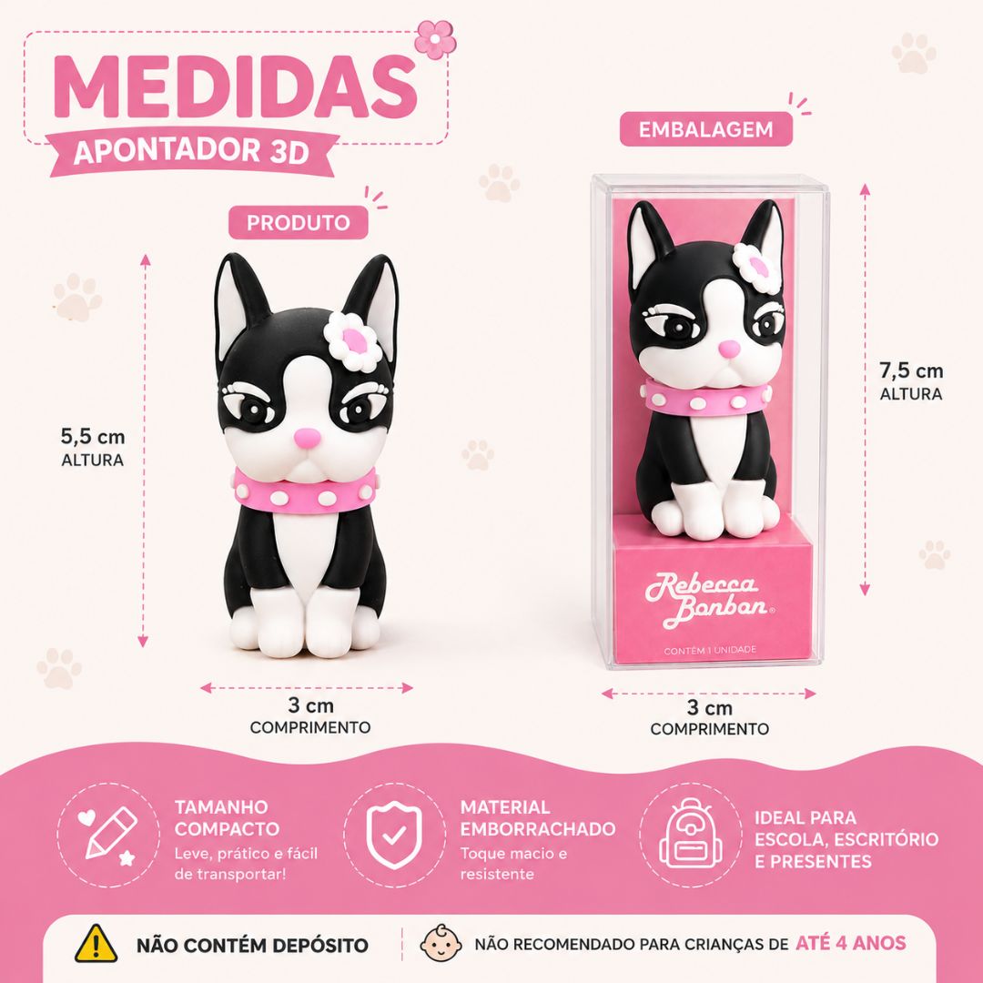 Kit Lápis de Cor Apontador 3D Cachorrinho Caneta Esferográfica Marca Texto Rebecca Bonbon Escolar Volta Aulas - Imagem 9