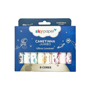 Canetinha Jumbo Ultra Lavável 8 Cores Ponta Grossa Colorida Infantil Escolar Volta Aulas Estudo Desenho Colorir