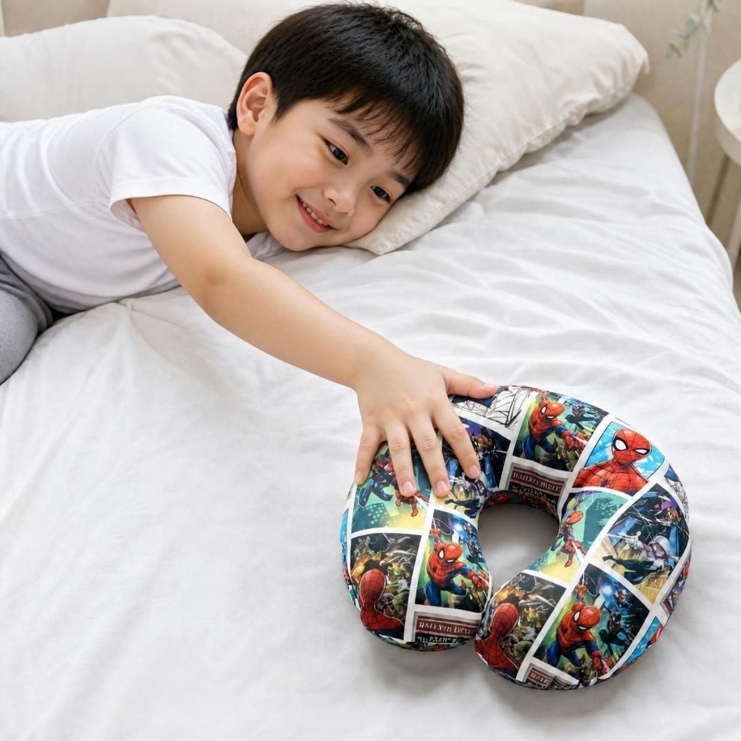 Almofada de Pescoço Infantil Homem Aranha em U Spider Man Marvel Viagem Macio Confortável Presente Apoio - Imagem 4