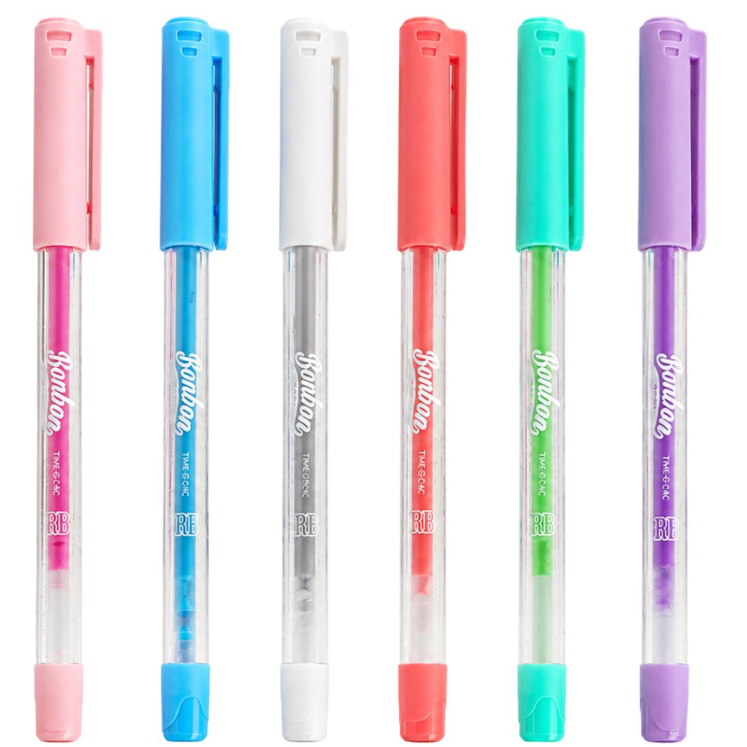 Caneta em Gel 6 Cores Pastel Rebecca Bonbon Ponta Fina 1,0mm Volta Aulas Escolar Estudo Escrever Desenho Colorir - Imagem 2