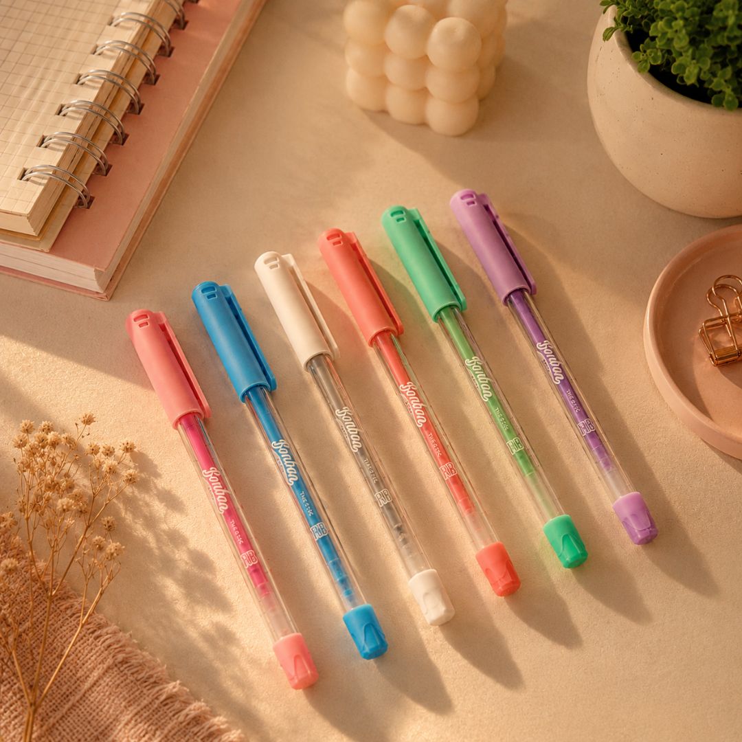 Caneta em Gel 6 Cores Pastel Rebecca Bonbon Ponta Fina 1,0mm Volta Aulas Escolar Estudo Escrever Desenho Colorir - Imagem 5