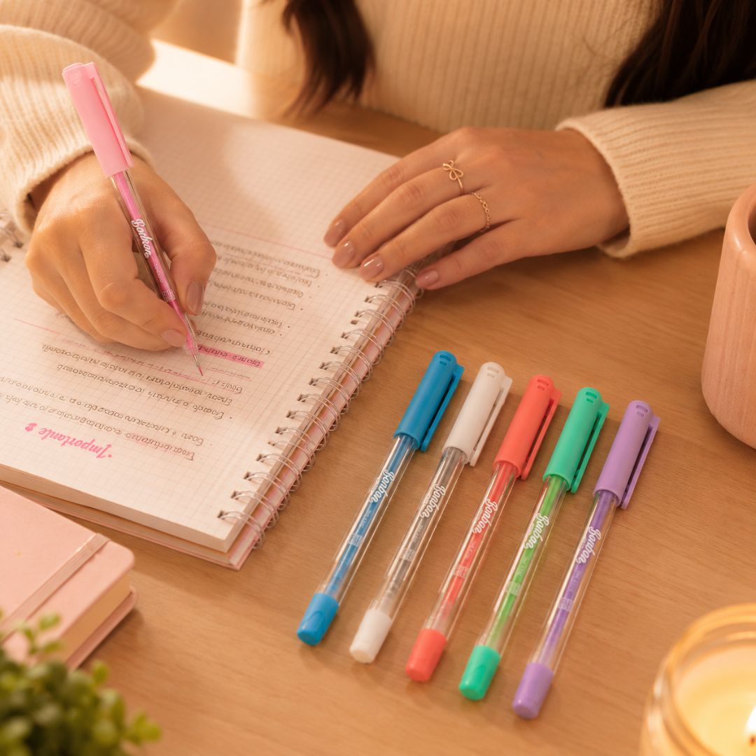 Caneta em Gel 6 Cores Pastel Rebecca Bonbon Ponta Fina 1,0mm Volta Aulas Escolar Estudo Escrever Desenho Colorir - Imagem 4