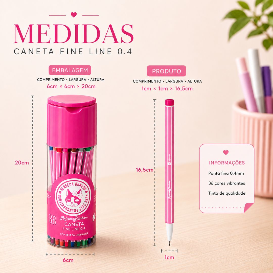 Caneta Fine Line 0.4 Rebecca Bonbon Pote c/ 36 Cores Escolar Volta Aulas Estudo Desenho Ilustração Coloridas Organização - Imagem 6