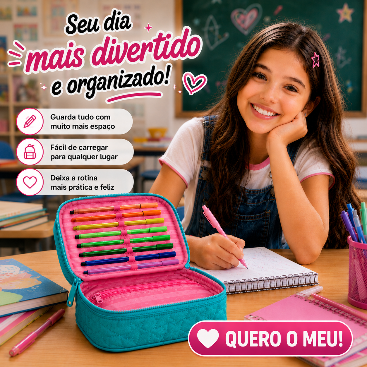 ESTOJO BOX REBECCA BONBON PRETO ROSA LILASAZUL RB27004 - Imagem 2