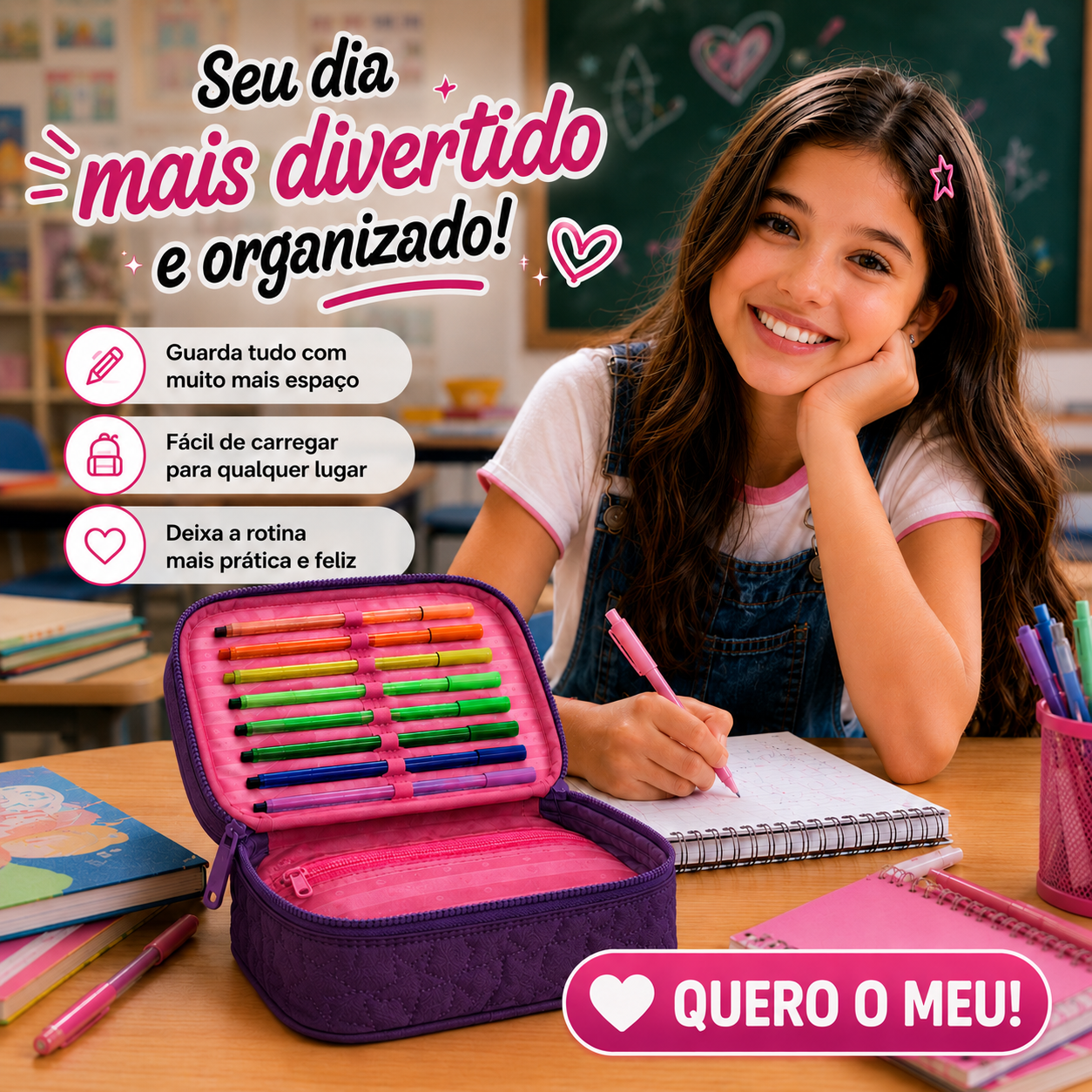 ESTOJO BOX REBECCA BONBON PRETO ROSA LILASAZUL RB27004 - Imagem 9