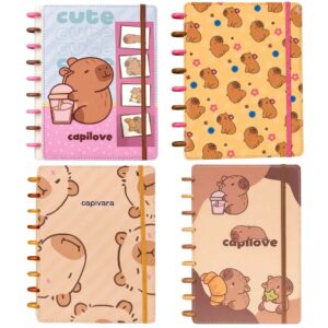 Caderno de Disco Inteligente Capivara C/ Elástico Escolar Volta Aulas Estudos Anotações Fofo Refilável Organização
