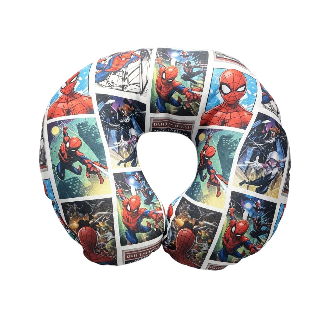 Almofada de Pescoço Infantil Homem Aranha em U Spider Man Marvel Viagem Macio Confortável Presente Apoio