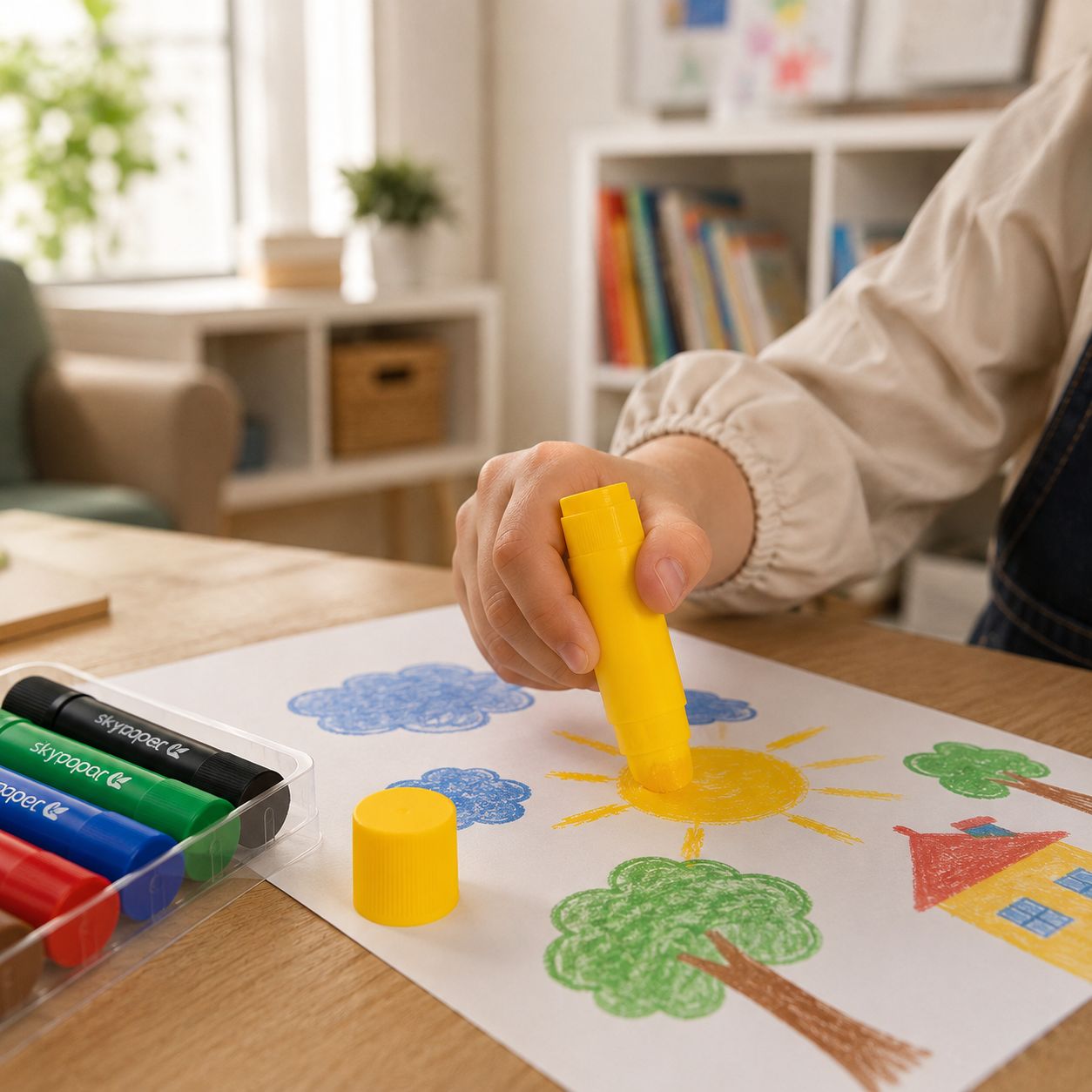 Guache Bastão 10g 6 Cores Tinta Escolar Infantil Criança Pintar Colorir Desenho Artes Criativo Volta às Aulas - Imagem 5