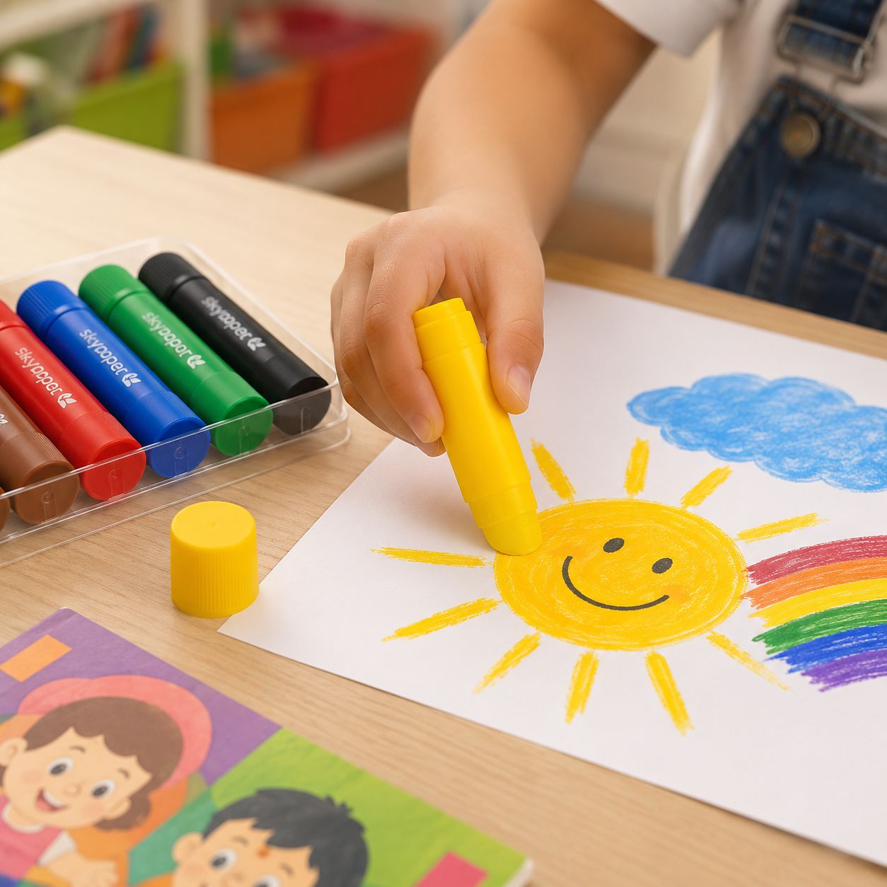 Guache Bastão 10g 6 Cores Tinta Escolar Infantil Criança Pintar Colorir Desenho Artes Criativo Volta às Aulas - Imagem 4