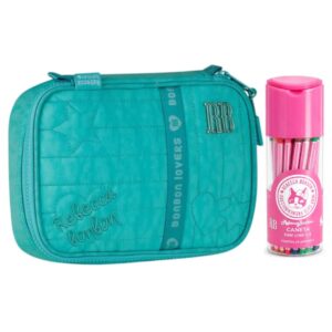 Kit Estojo Box Azul Caneta Fine Line 4.0 36 Cores Rebecca Bonbon Volta Aulas Youtuber Juvenil Resistente