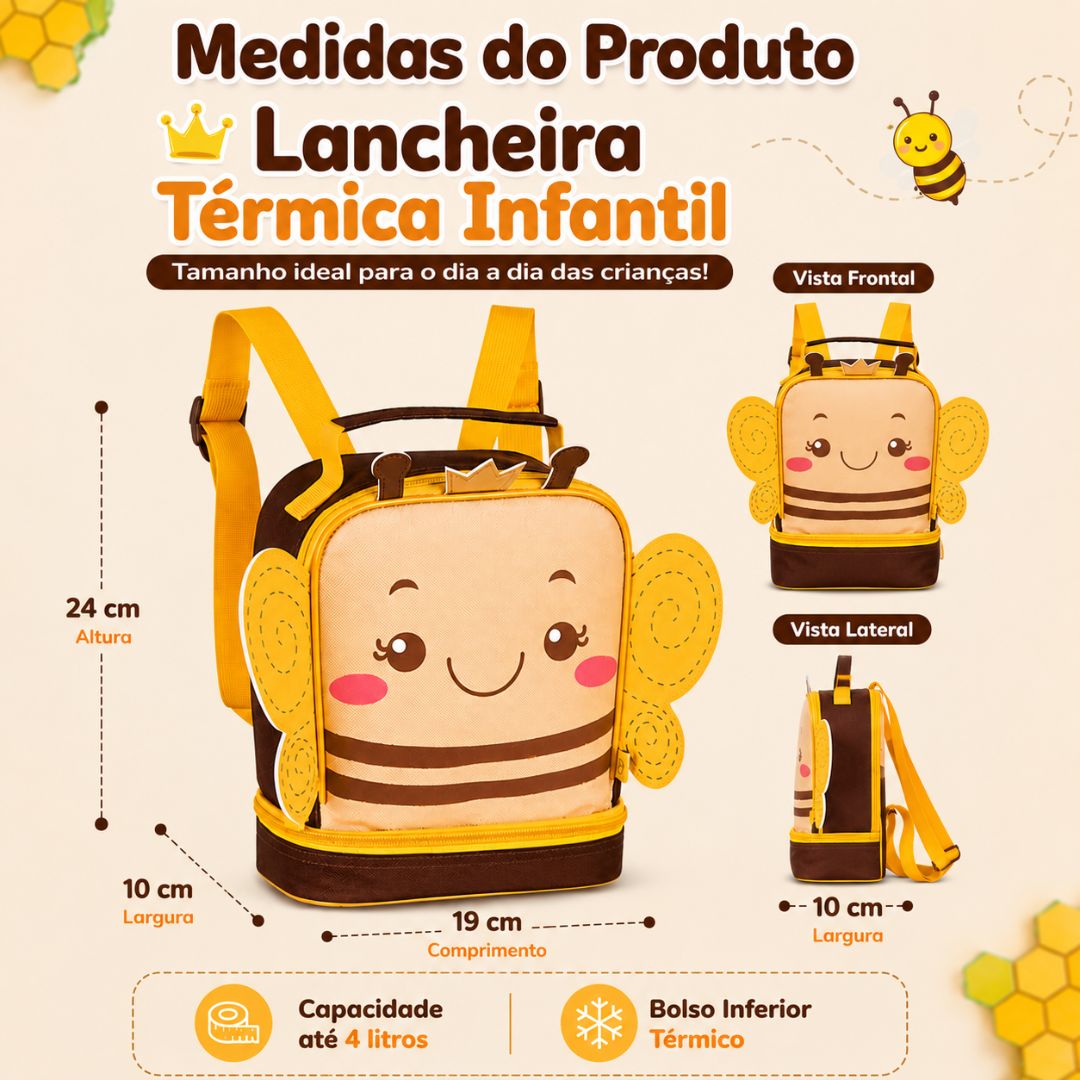 Lancheira Térmica Abelhinha Borboleta Infantil Escolar Volta as Aulas Menina Resistente Lanche - Imagem 10