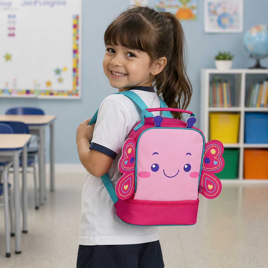 Lancheira Térmica Abelhinha Borboleta Infantil Escolar Volta as Aulas Menina Resistente Lanche - Imagem 5