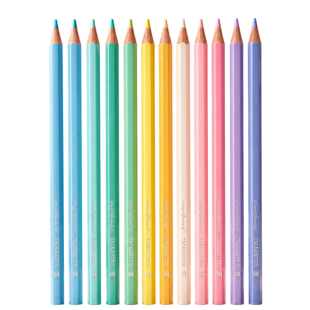 Lápis de Cor Rebecca Bonbon 12 Cores Pastel Escolar Volta Aulas Estudo Desenho Colorido Artes Pintar Colorir - Imagem 2