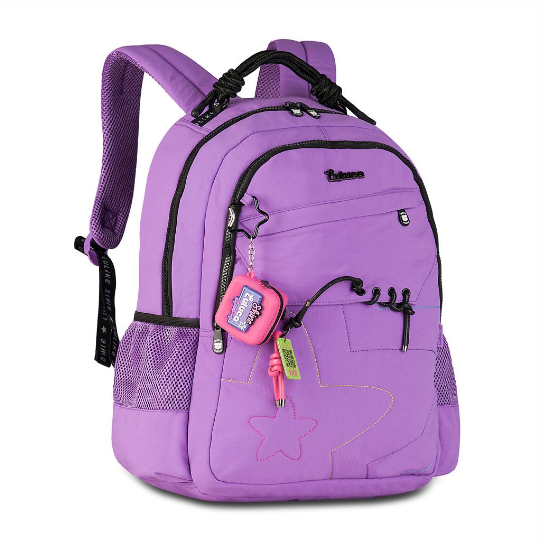 Mochila de Costas Luluca Preta Feminina Juvenil Escolar Volta as Aulas Espaçosa Resistente Youtuber - Imagem 4