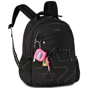 Mochila de Costas Luluca Preta Feminina Juvenil Escolar Volta as Aulas Espaçosa Resistente Youtuber