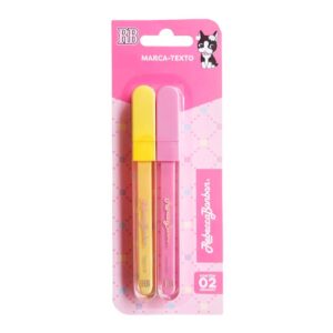 Marca Texto Rebecca Bonbon 2 Cores Pastel Rosa Amarelo Escolar Desenho Estudo Ilustração Criativo Volta Aulas Organizaçã