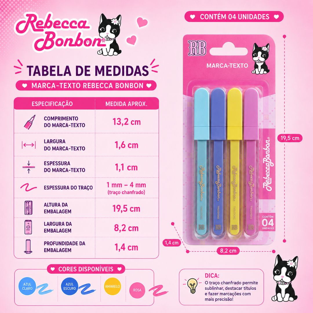 Kit Lápis de Cor Apontador 3D Cachorrinho Caneta Esferográfica Marca Texto Rebecca Bonbon Escolar Volta Aulas - Imagem 7