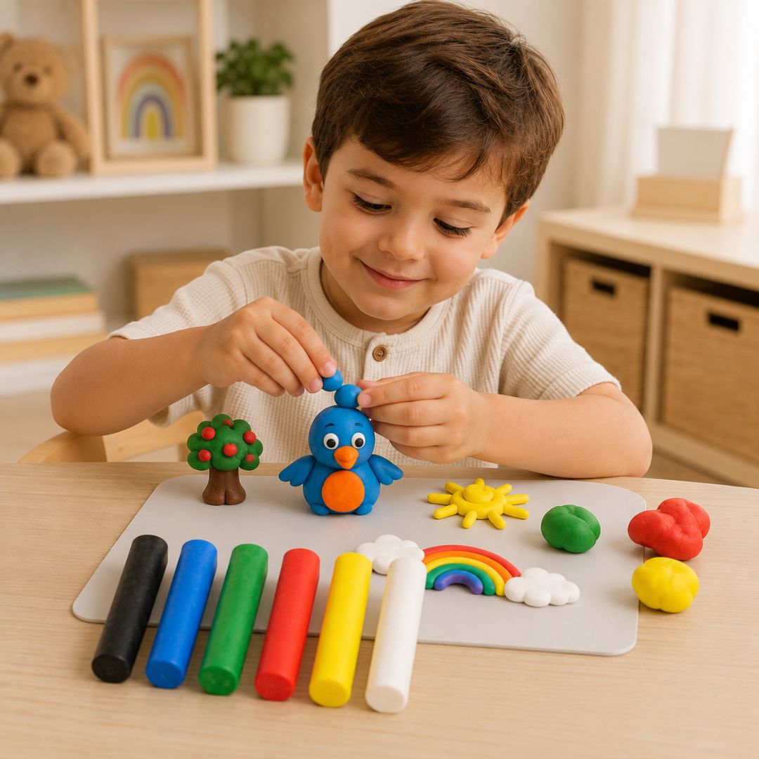 Massinha de Modelar Infantil 6 Cores 90g Material Escolar Brinquedo Educativo Volta às Aulas Criança Brincar - Imagem 3