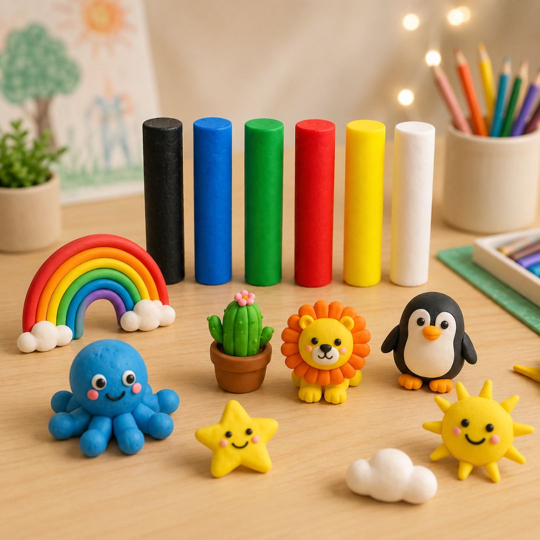 Massinha de Modelar Infantil 6 Cores 90g Material Escolar Brinquedo Educativo Volta às Aulas Criança Brincar - Imagem 4