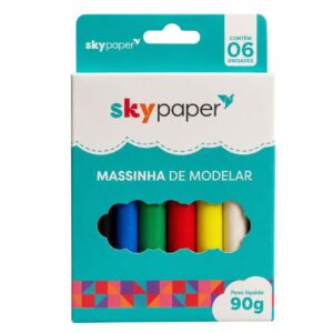 Massinha de Modelar Infantil 6 Cores 90g Material Escolar Brinquedo Educativo Volta às Aulas Criança Brincar