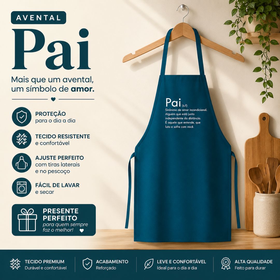 Avental de Cozinha Azul Churrasco Significado De Pai Presente Dia Dos Pais Jantar Criativo Cozinheiro Chef Alta Qualidad - Imagem 2
