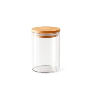 Pote De Vidro 250ml Com Tampa Bambu Redondo Hermético Organização Cozinha Temperos
