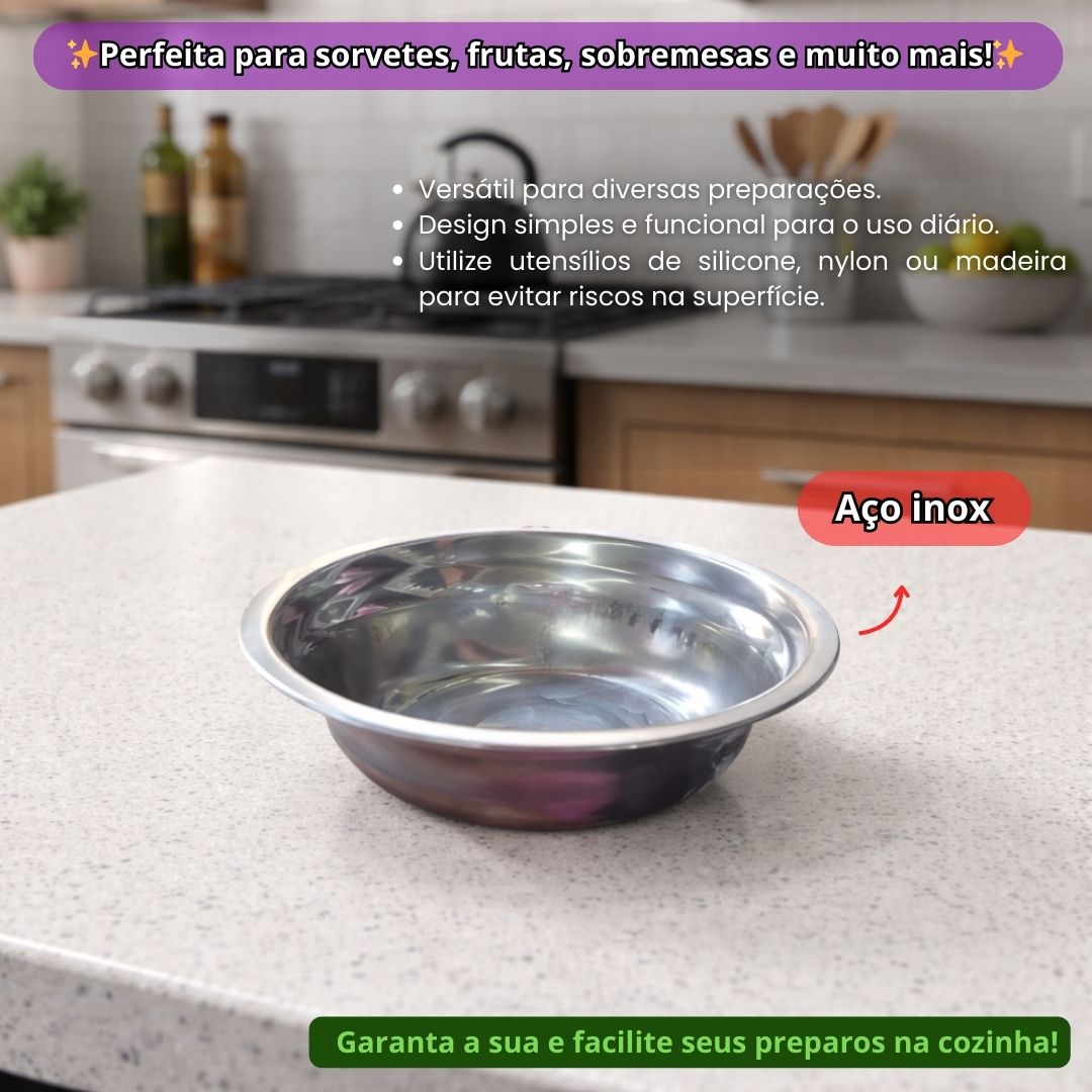 Bacia De Aço Inox 13cm Resistente Profissional Tigela Cozinha Culinária Salada Frutas Verduras Alimentos - Imagem 2