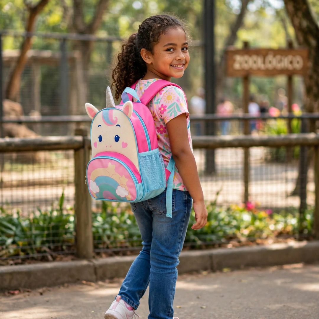 Mochila de Costas Unicórnio Infantil 13L Escolar Volta as Aulas Menina Passeio Viagem Resistente - Imagem 5