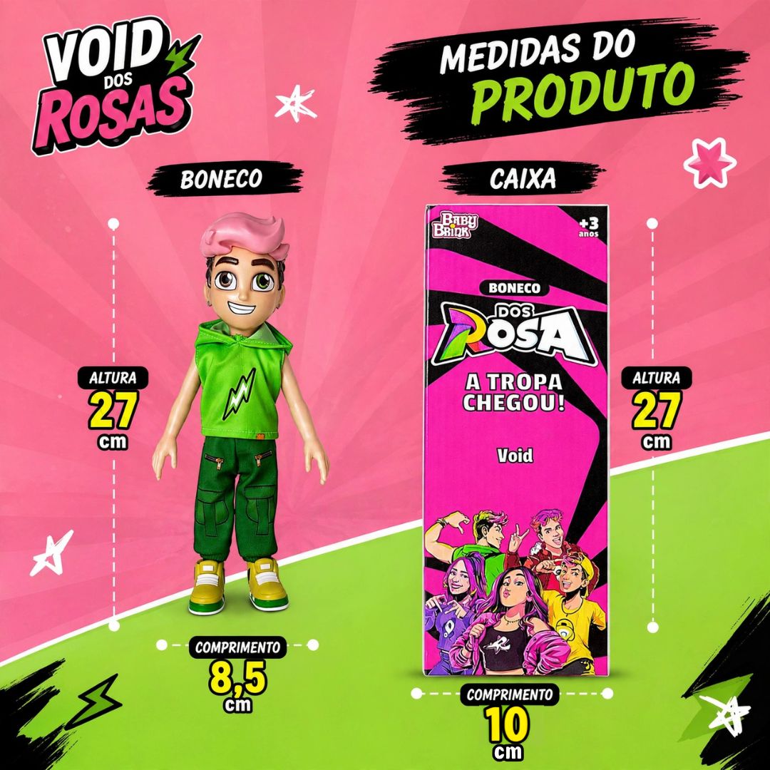 Boneco Void dos Rosas Chaveiro Brinquedo Infantil Presente Brincar Emilly Vick Criança Diversão Youtuber - Imagem 5