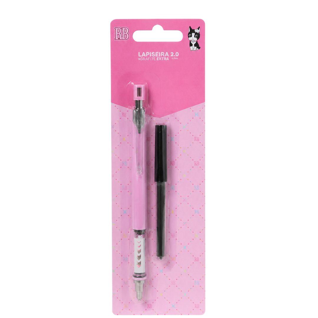 Lapiseira 2.0mm c/ Grafite Extra Rebecca Bonbon Lilás Rosa Salmão Azul Escolar Estudo Escrever Volta Aulas Apontador Emb - Imagem 4