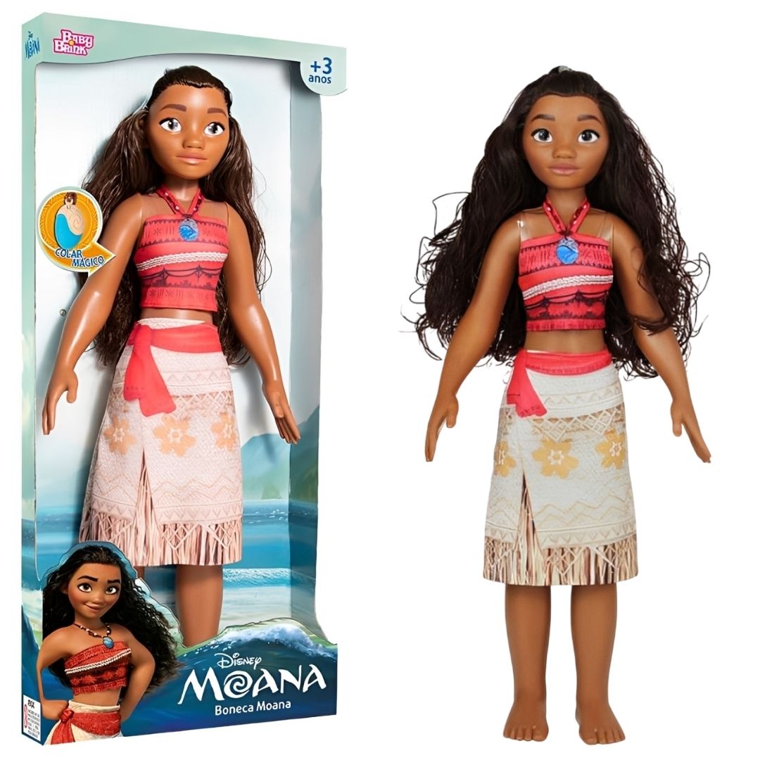 Boneca Moana Mini My Size Disney Articulada Colar Temático Brinquedo Infantil Presente Brincar Criança