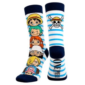 Meia One Piece Tam Único Adulto Cano Alto Anime Mangá Luffy Zoro Nami Sanji Chopper Azul Branco Confortável Inverno