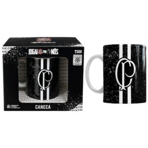 Caneca Corinthians 300ml Campeão Dos Campeões Cerâmica Timao Preto Pai Futebol Presente Oficial