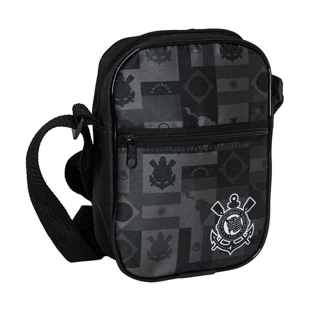 Shoulder Bag Sccp Corinthians Preto PaísesTransversal Pai Amigo Presente Timão Futebol Torcedor Acessórios Pochete Bolsa