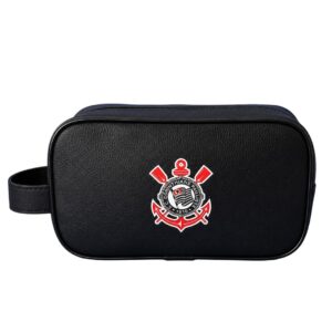 Necessaire Corinthians Preta Simbolo Pai Amigo Presente Alça Timão Futebol Torcedor Viagem Higiene Organizador