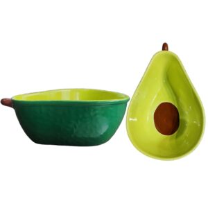 Bowl de Cerâmica Formato Abacate 570ml Verde Petiscos Cozinha Molhos Jantar Amigos Presente Sobremesa Decorativa
