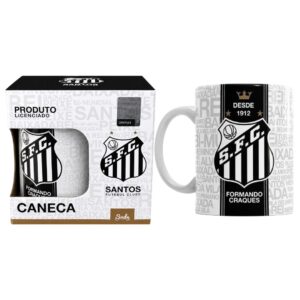 Caneca Santos 300ml Formando Craques Torcida Jovem Branco Pai Futebol Peixe Presente