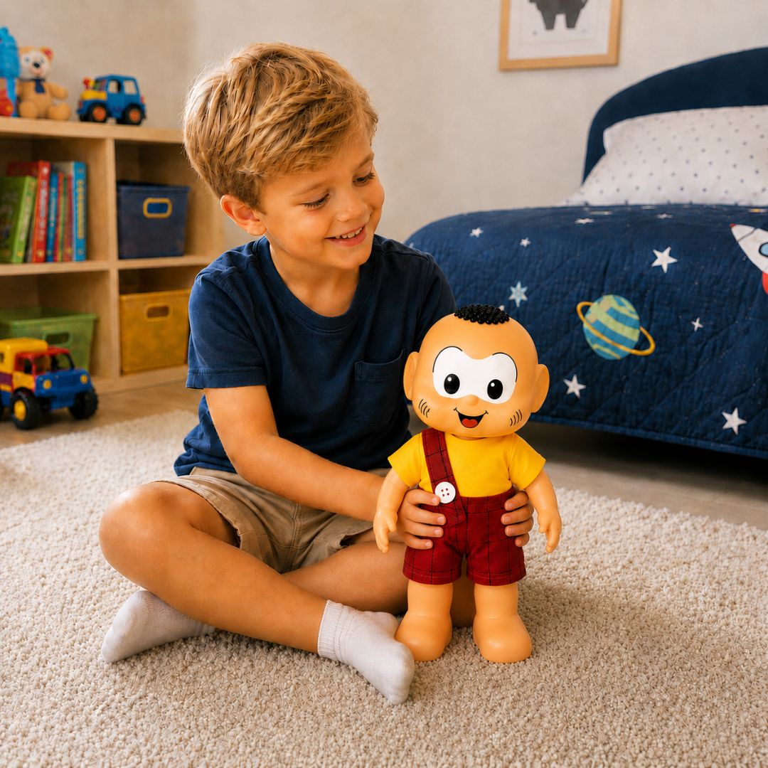 Boneco Cascão Clássicos Turma da Mônica Brinquedo Infantil Baby Brink Presente Menino Criança Colecionável - Imagem 3