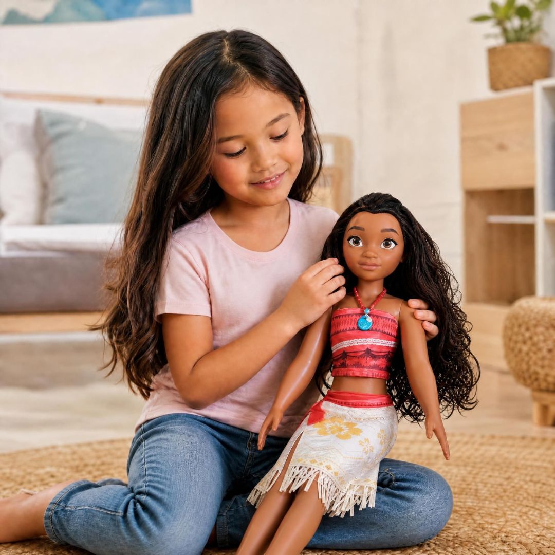 Boneca Moana Mini My Size Disney Articulada Colar Temático Brinquedo Infantil Presente Brincar Criança - Imagem 3