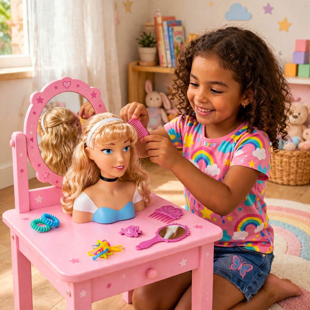 Boneca Busto Styling Head Princesa Cinderela Disney Infantil Pentear Cabelo Brinquedo Menina Criança Presente Acessórios - Imagem 3