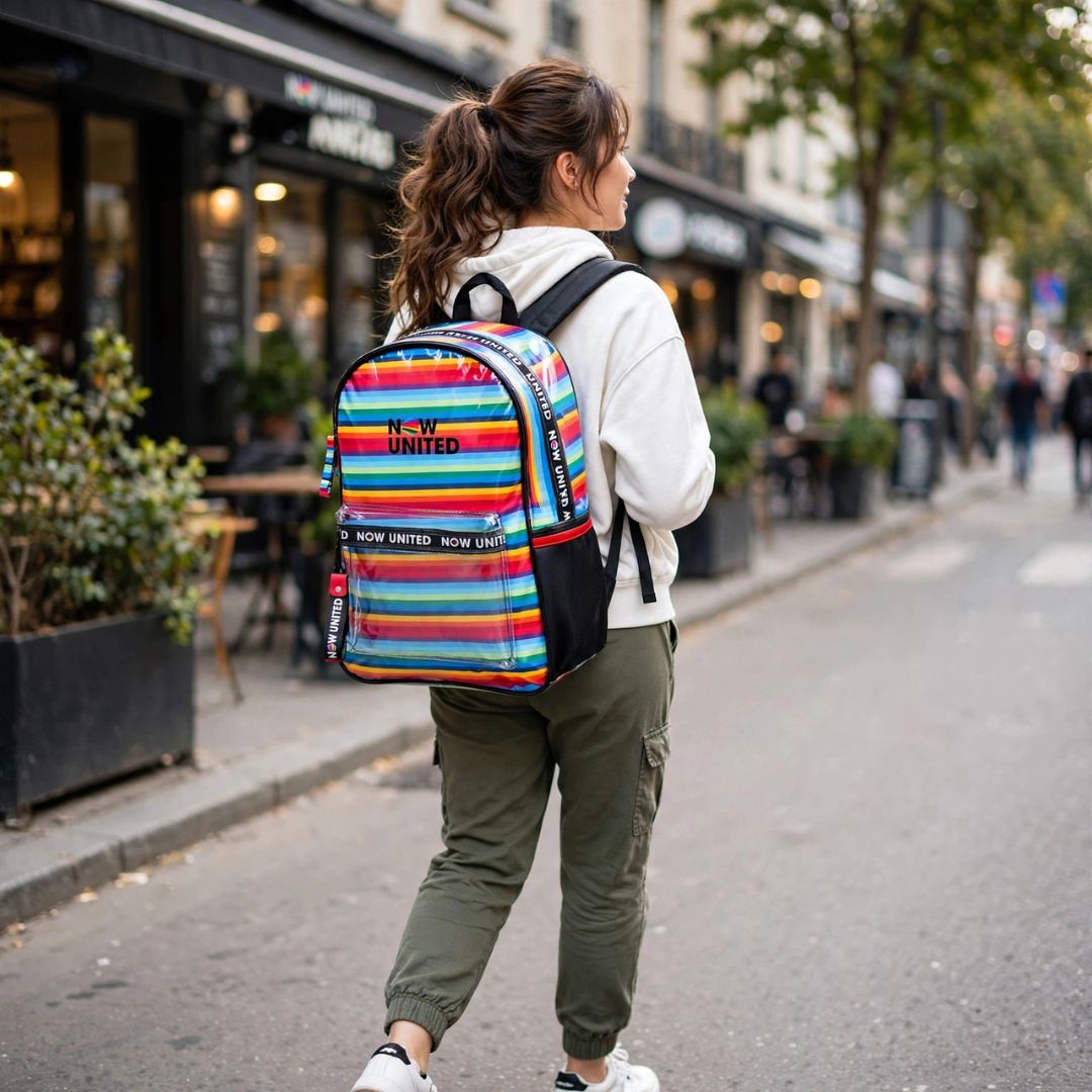 Mochila de Costas Escolar Notebook Banda Now United Arco Iris Rock Pop Transparente Now United - Imagem 3