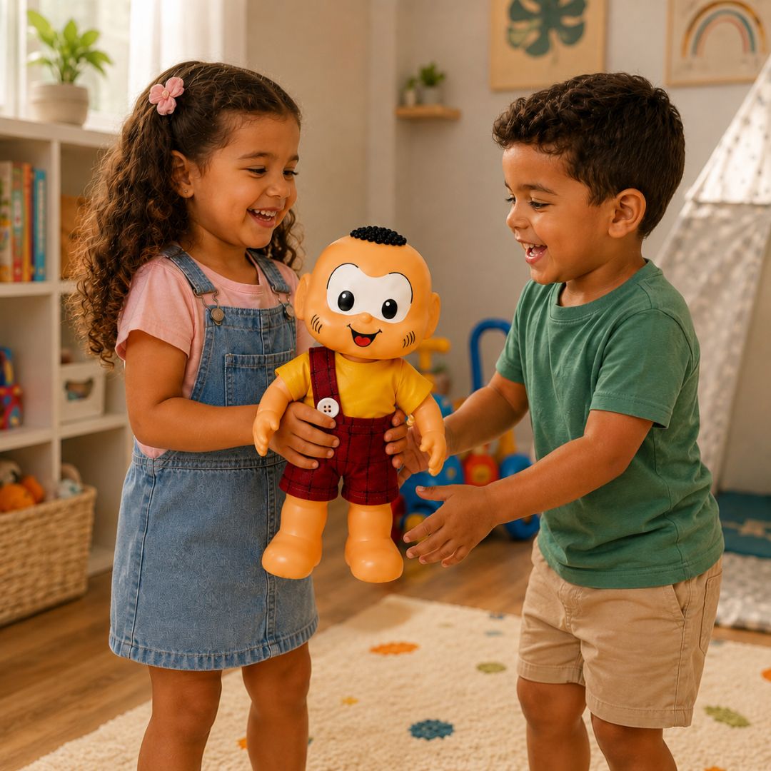 Boneco Cascão Clássicos Turma da Mônica Brinquedo Infantil Baby Brink Presente Menino Criança Colecionável - Imagem 4