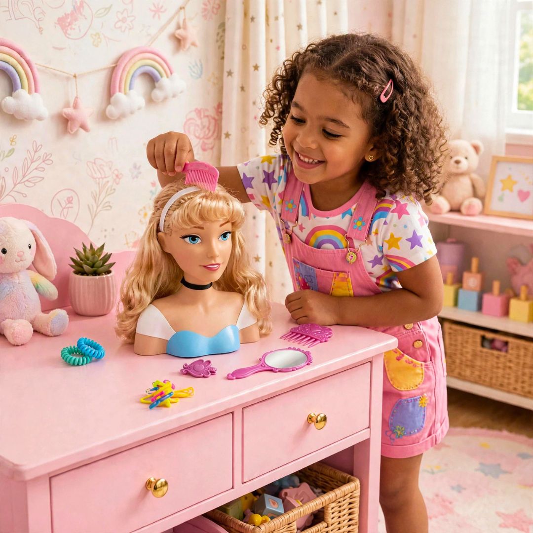 Boneca Busto Styling Head Princesa Cinderela Disney Infantil Pentear Cabelo Brinquedo Menina Criança Presente Acessórios - Imagem 4