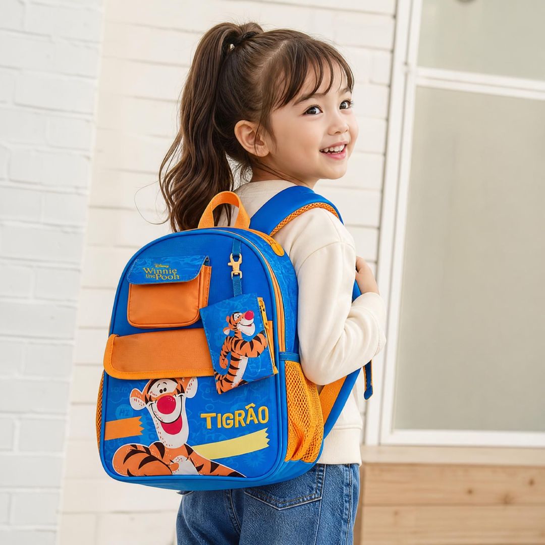 Mochila de Costas Infantil Tigrão Disney Escolar Menino Volta as Aulas Passeio Viagem Capuz Espaçosa - Imagem 4